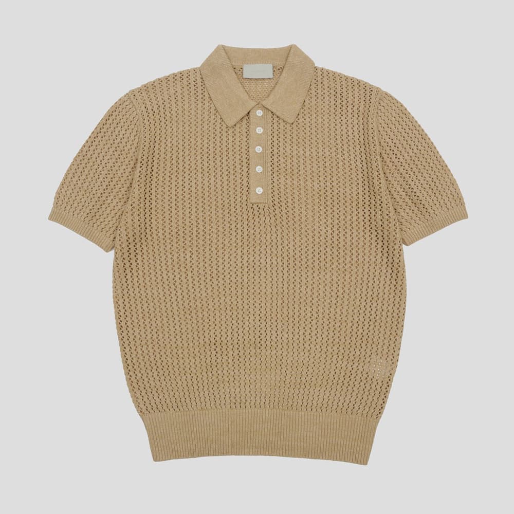 [GENTLE COVER] Helly Two-Tone Collar Short-Sleeved Knit 8