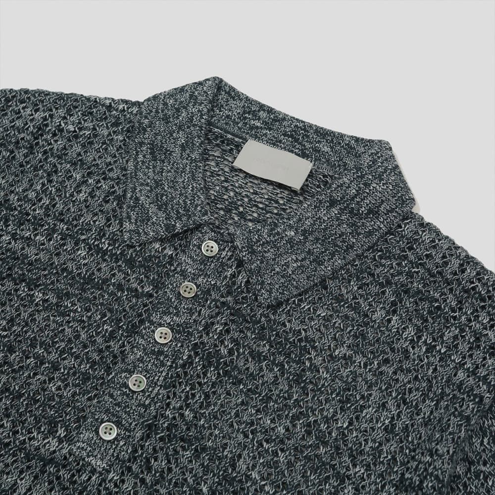 [GENTLE COVER] Helly Two-Tone Collar Short-Sleeved Knit 2