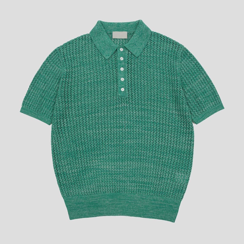 [GENTLE COVER] Helly Two-Tone Collar Short-Sleeved Knit 1