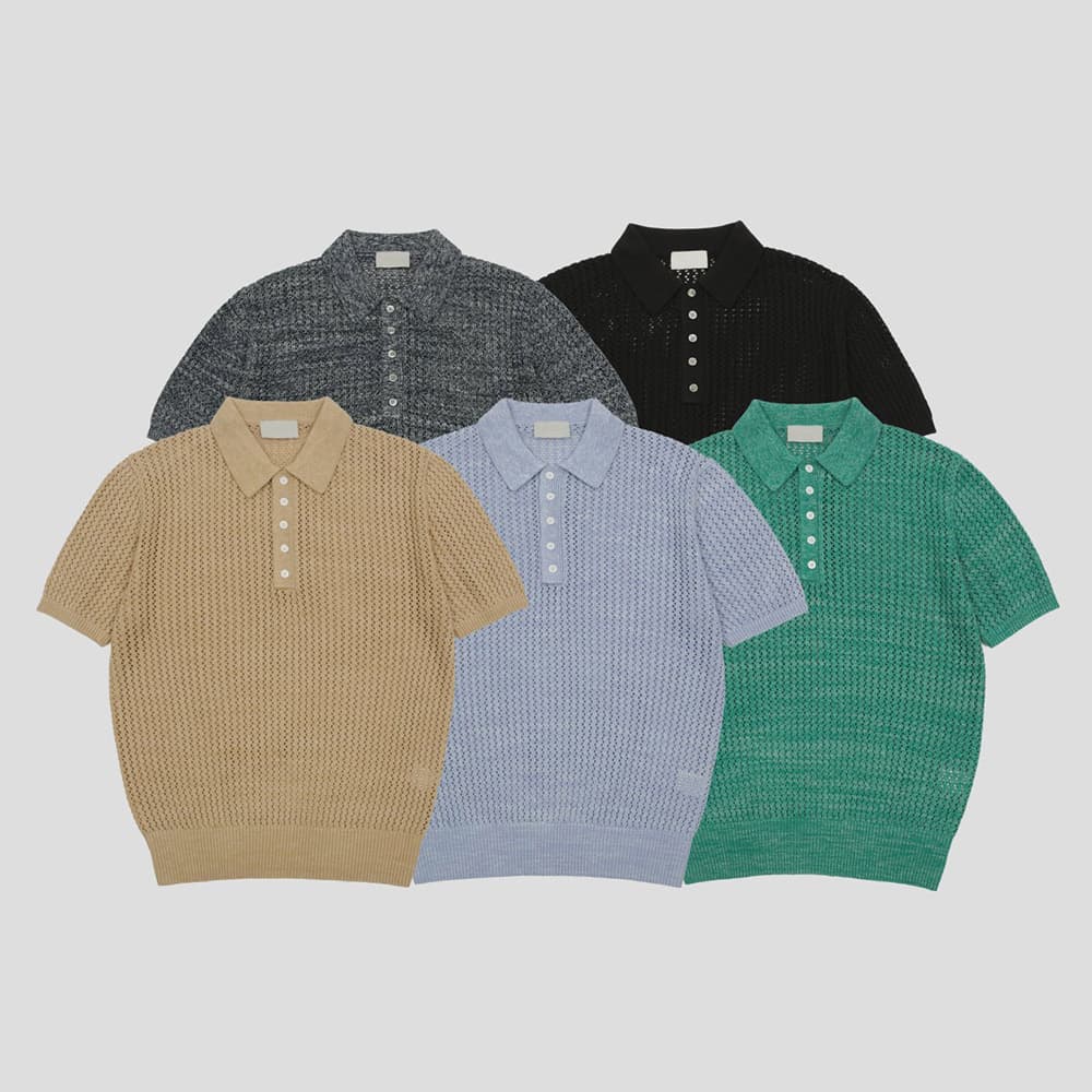 [GENTLE COVER] Helly Two-Tone Collar Short-Sleeved Knit 10