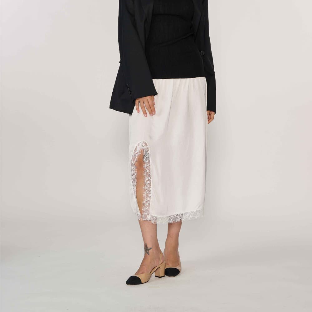 [ROOKIEBUD] Lace Slit Skirt 1