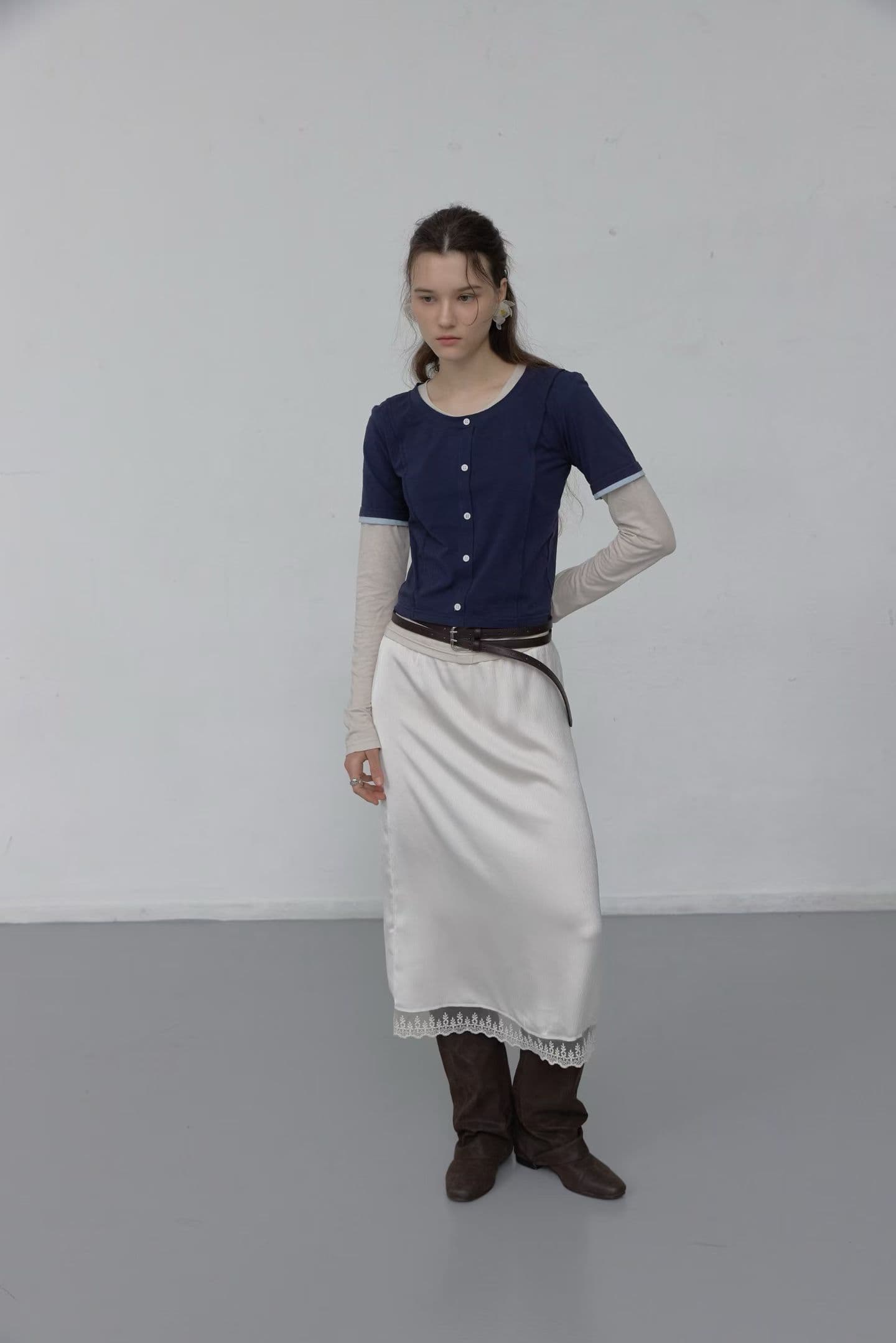 [FOUNDATION] Loin Lace Satin Banded Skirt 8