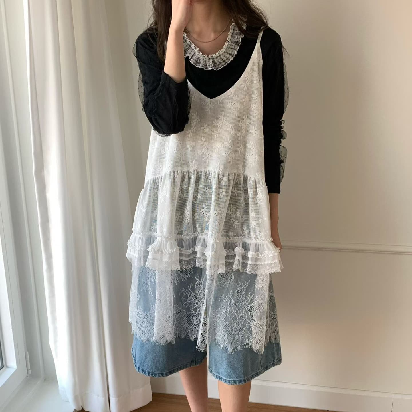 [VENTI] Kklo Knit Lace Dress 1