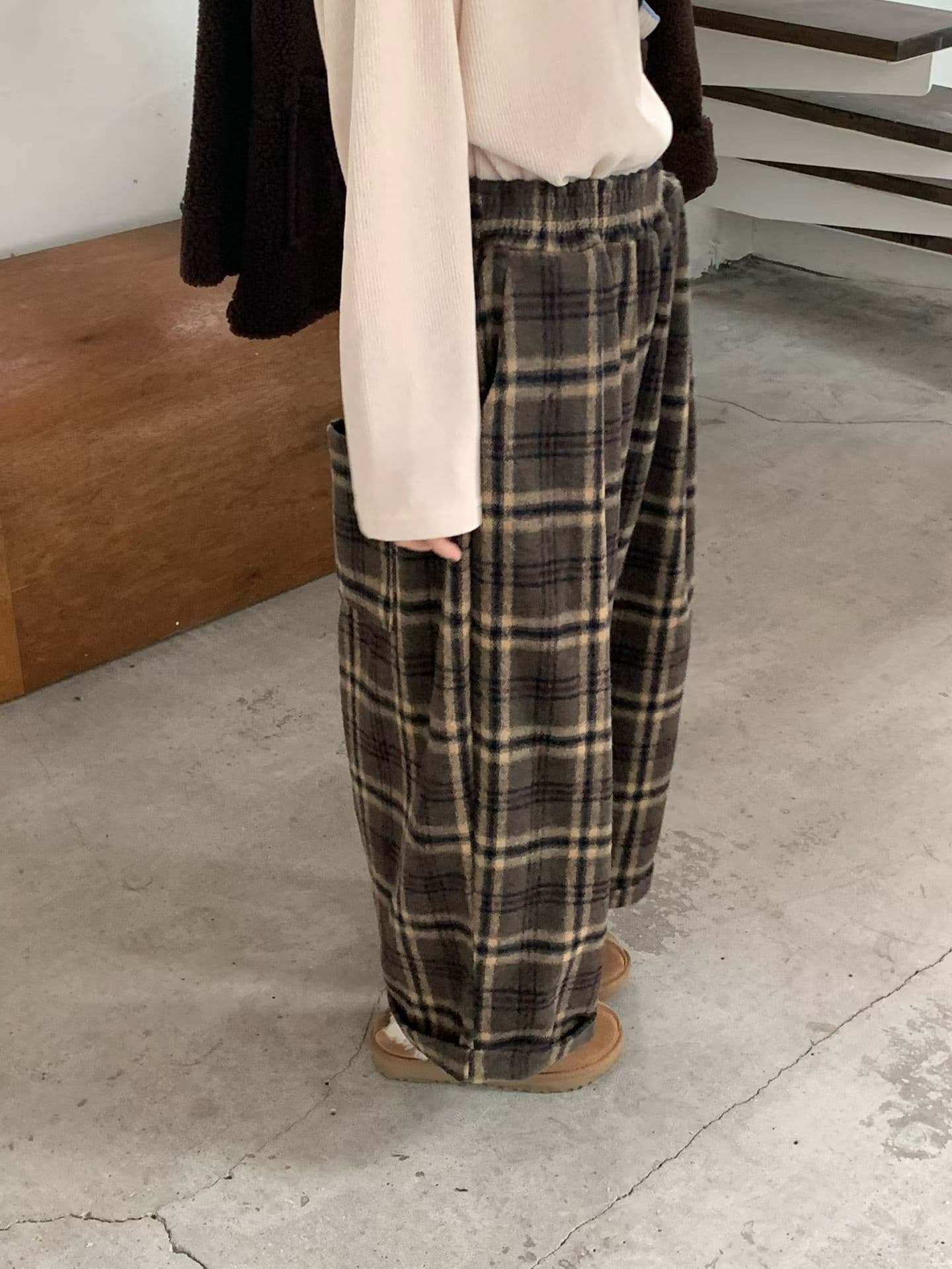 [VENTI] Taupe Checked Pants 5