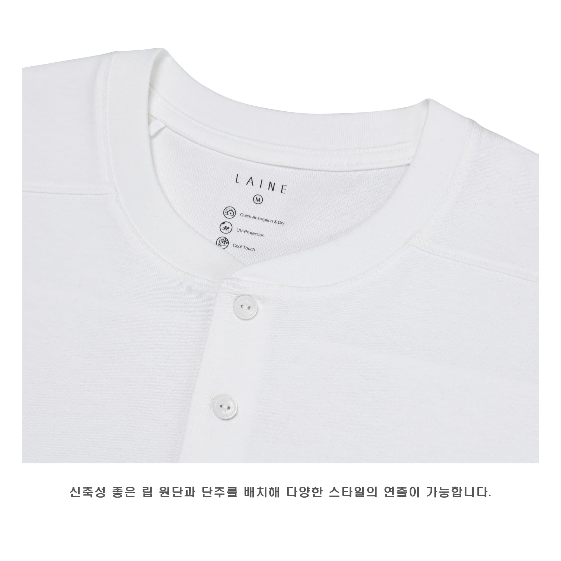 [LAINE] USA Henley Neck Standard-Fit Long Sleeve T-Shirt 4