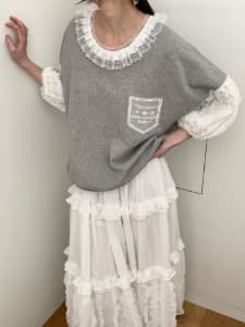 [VENTI] Meidi Lace Color-Block Sweatshirt 4