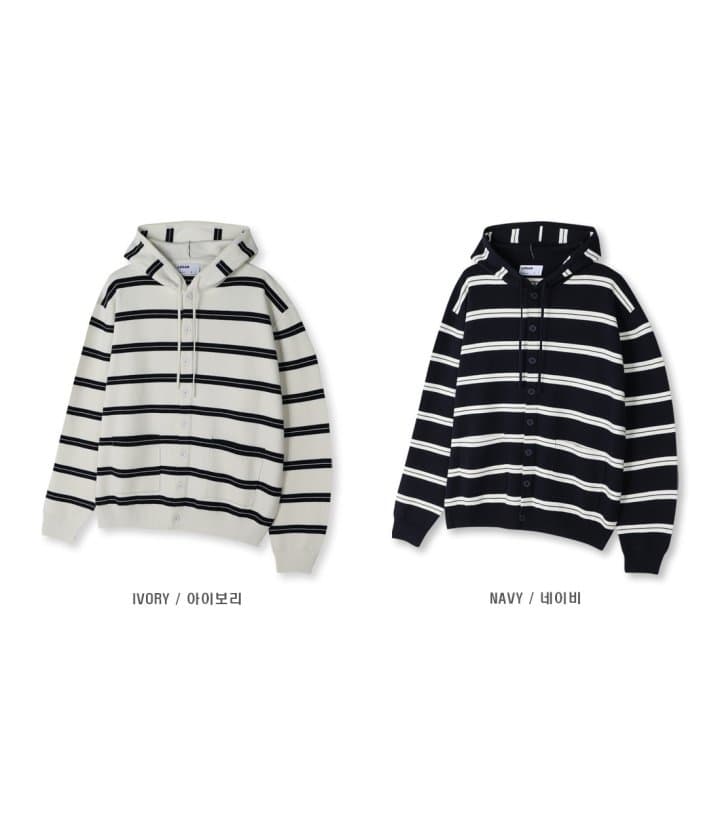 [LOGAN] Striped Hooded Cardigan 7