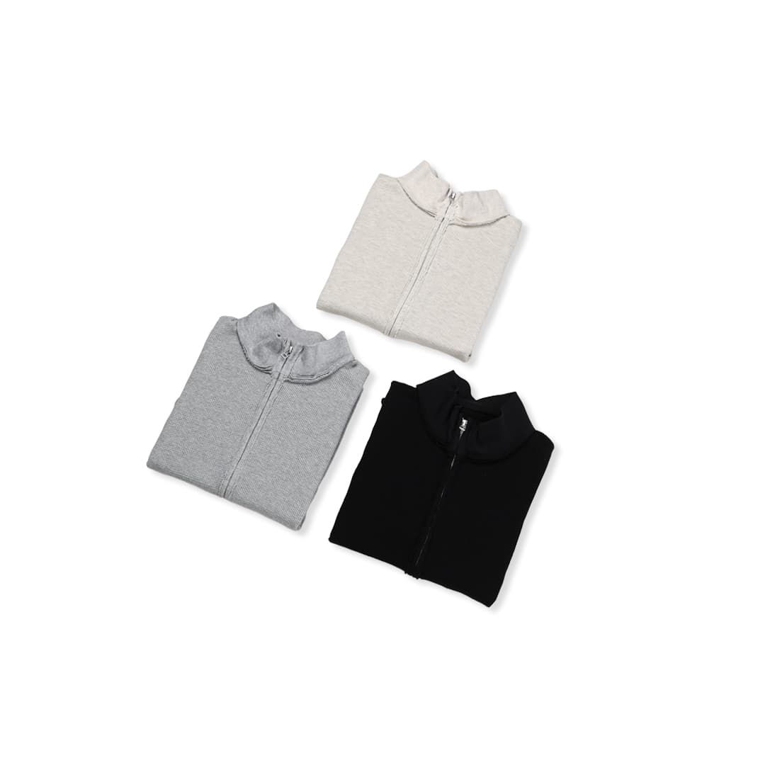 [LOGAN] Mock Neck Waffle Zip-Up 8