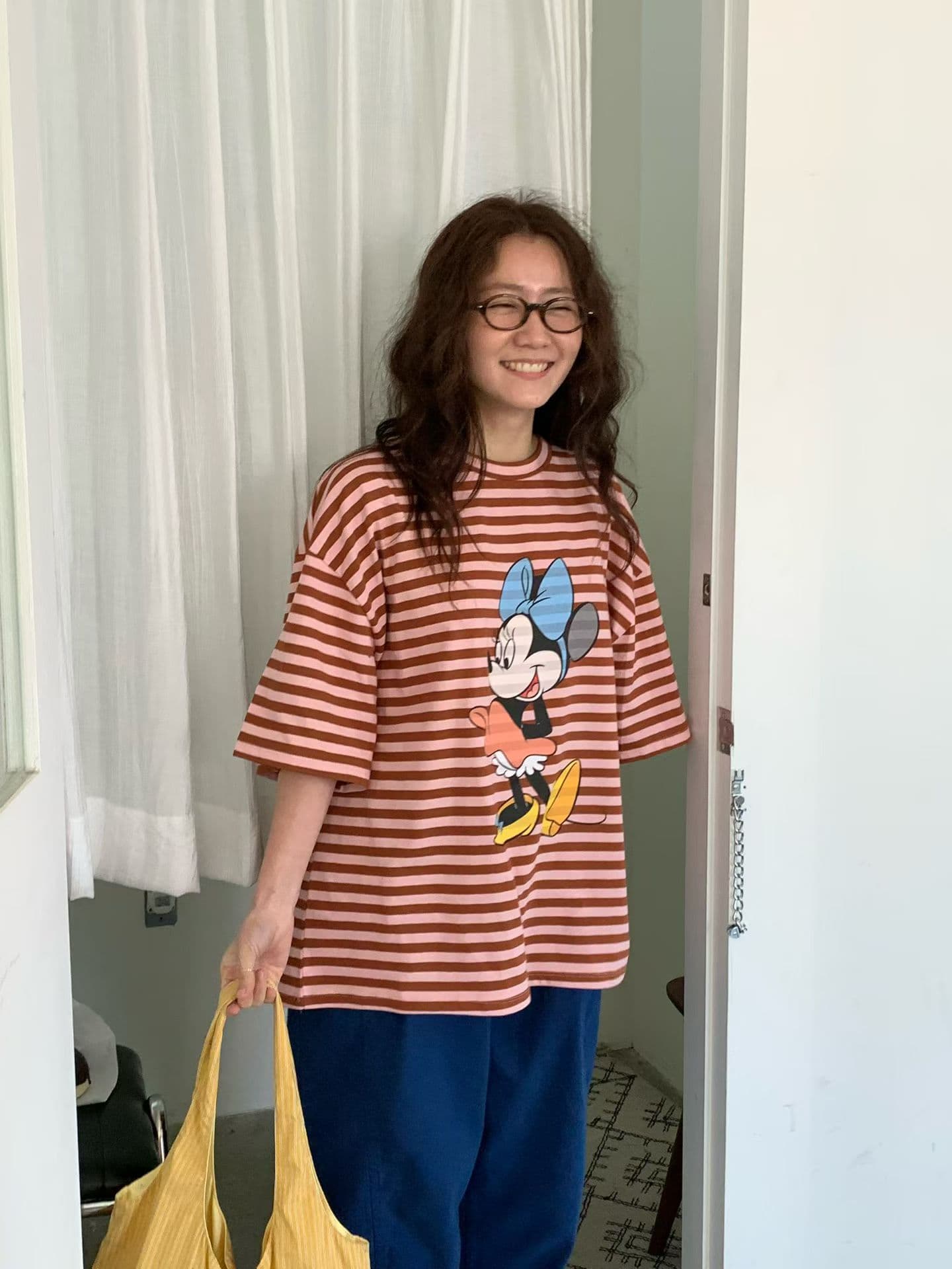 (Official Licensed Disney) [VENTI] Minnie Mouse Striped Short Sleeve T-Shirt 5