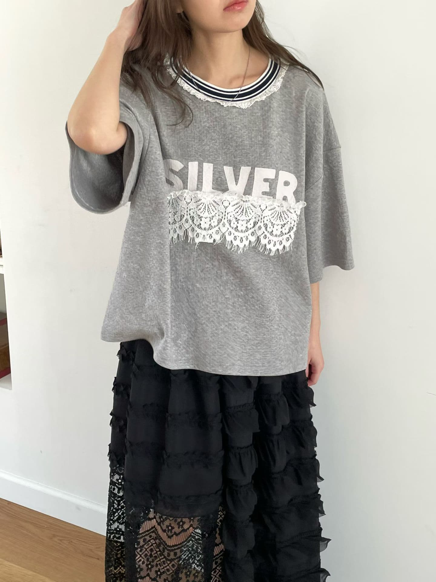 [VENTI] Silver Lace T-Shirt 4