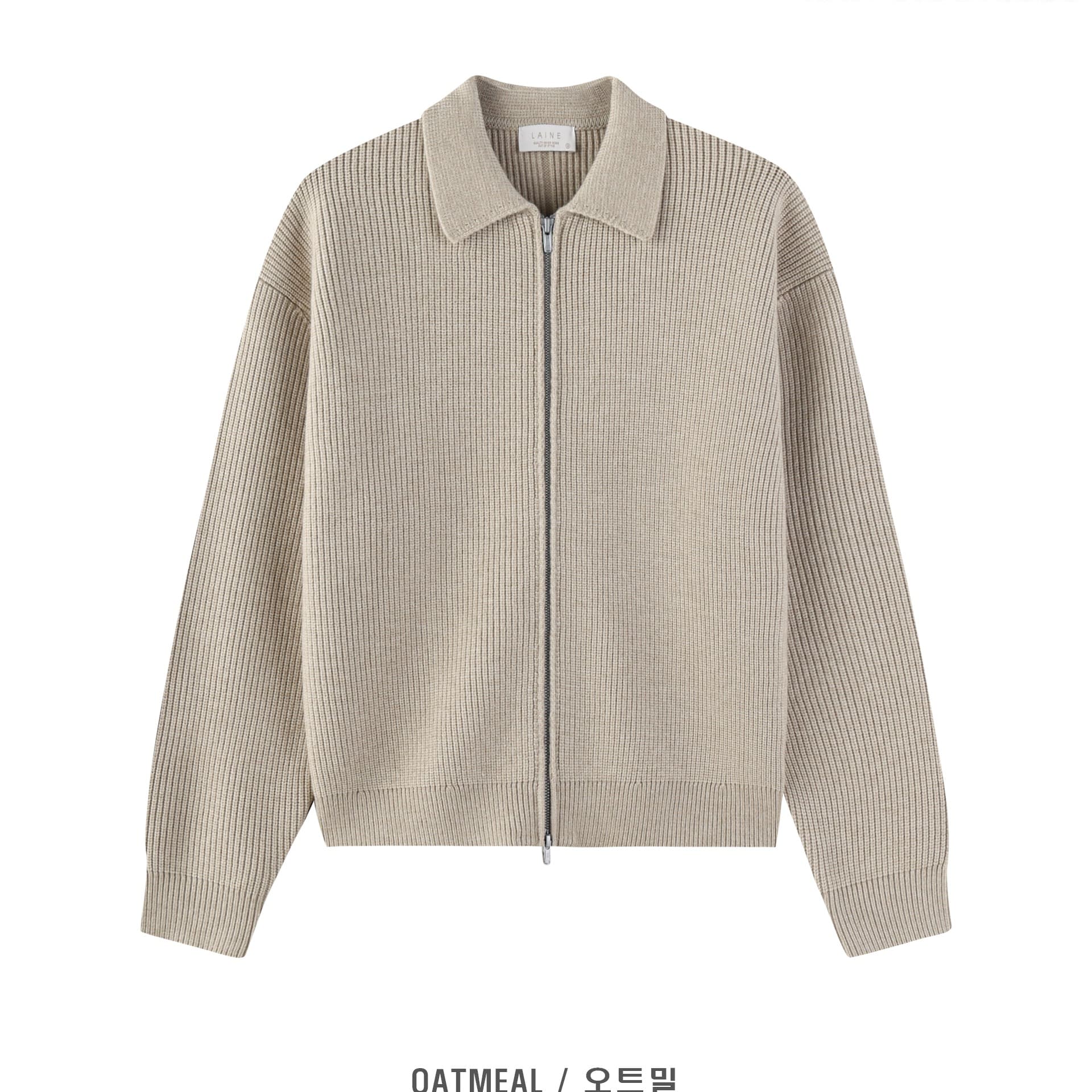 [LAINE] Impressive Collared Zip-up Knit 1