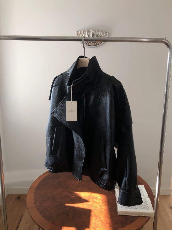 [LE BUTTER] High-Neck Vegan Leather Jumper 6
