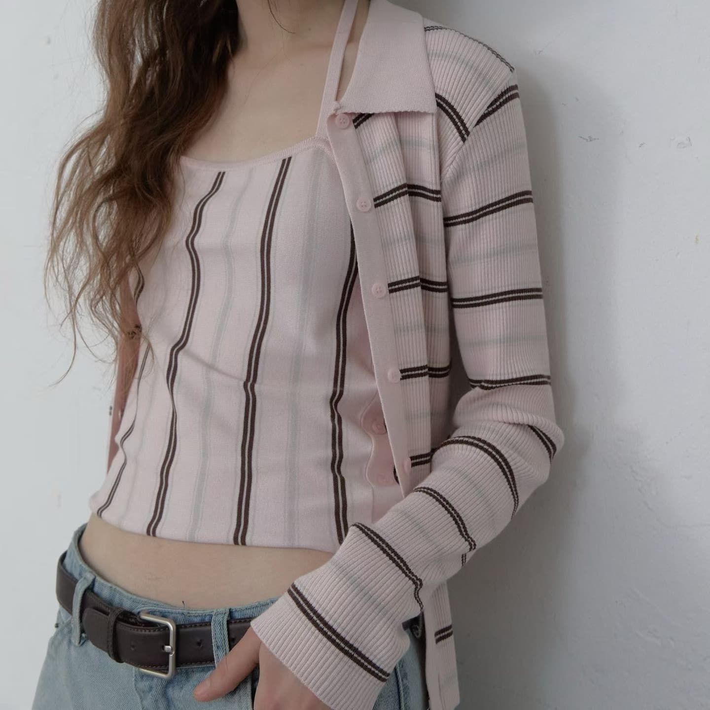 [FOUNDATION] Mellow Striped Collared Cardigan 1