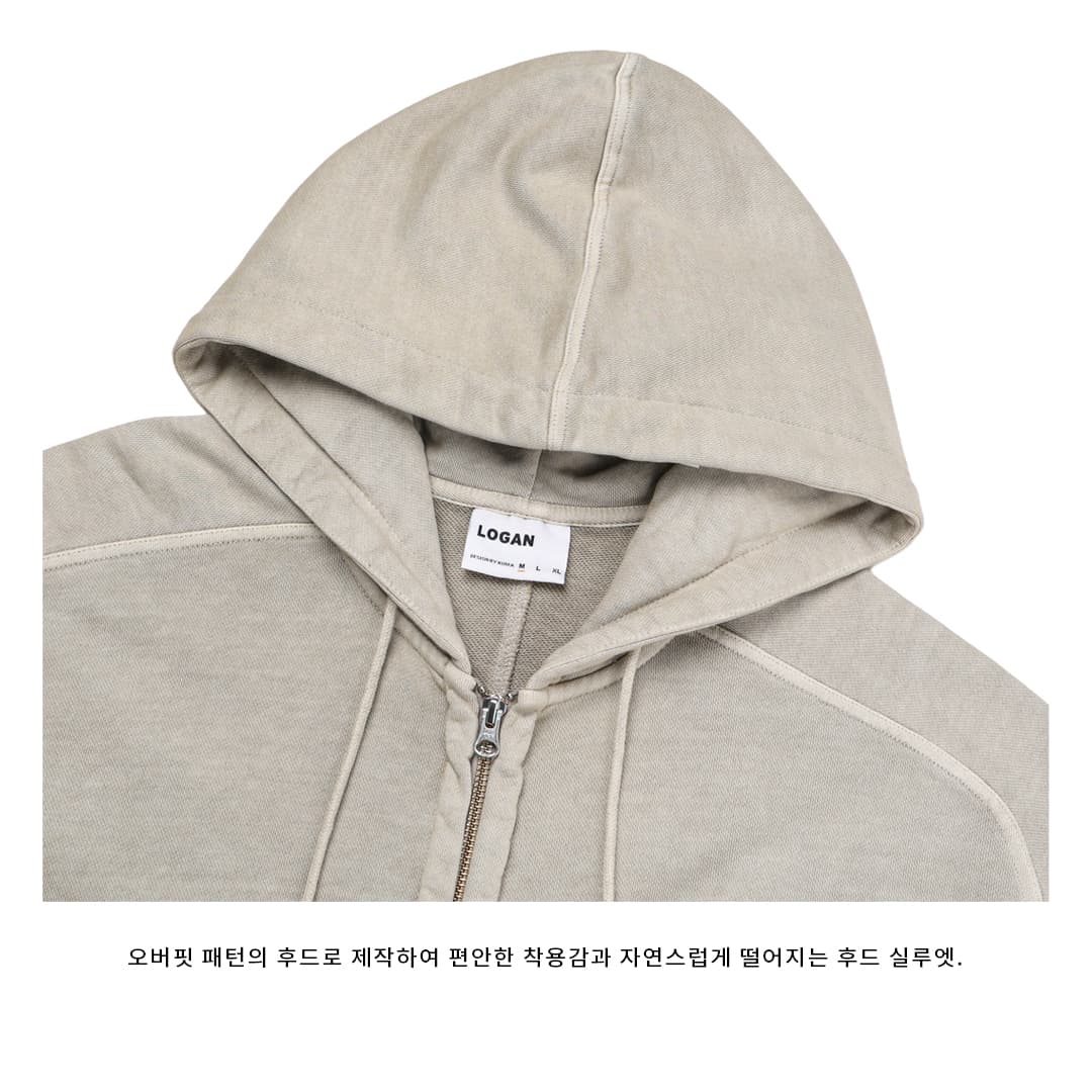 [LOGAN] Retro Dyed Saddle Pigment Zip Up Hoodie 5