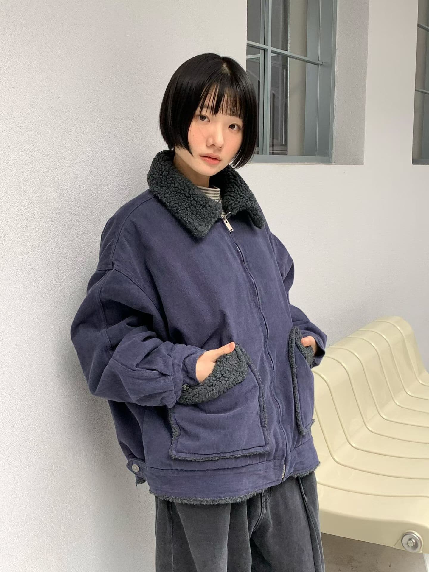 [VENTI] Pigment Fleece Denim Jumper 5