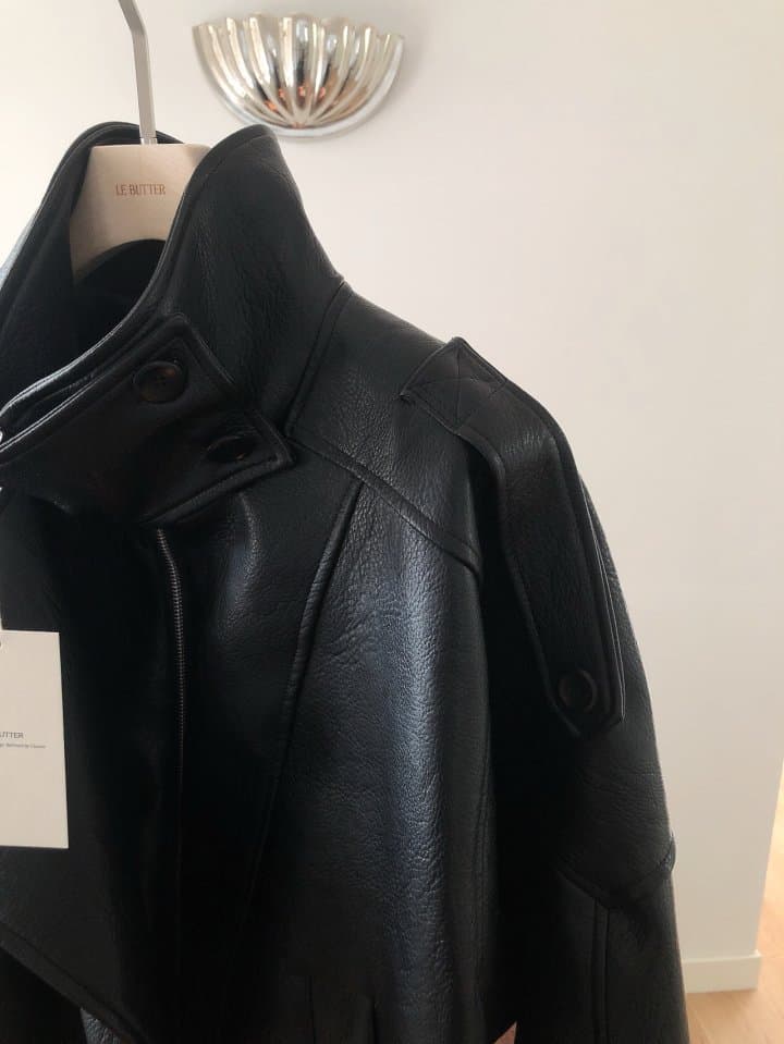 [LE BUTTER] High-Neck Vegan Leather Jumper 4