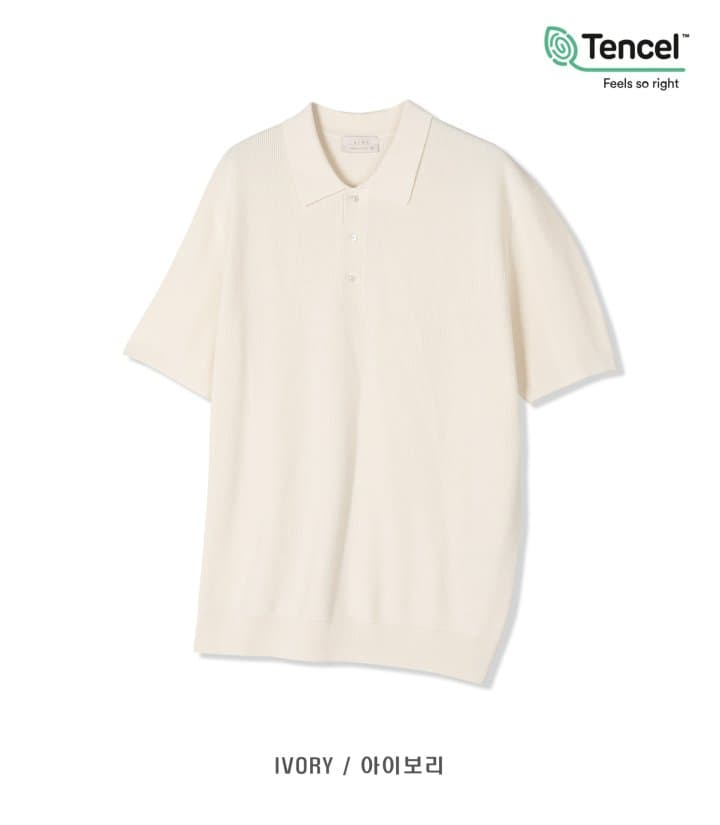 [LAINE] Tencel Hacci Collared Short Sleeve Knit 6