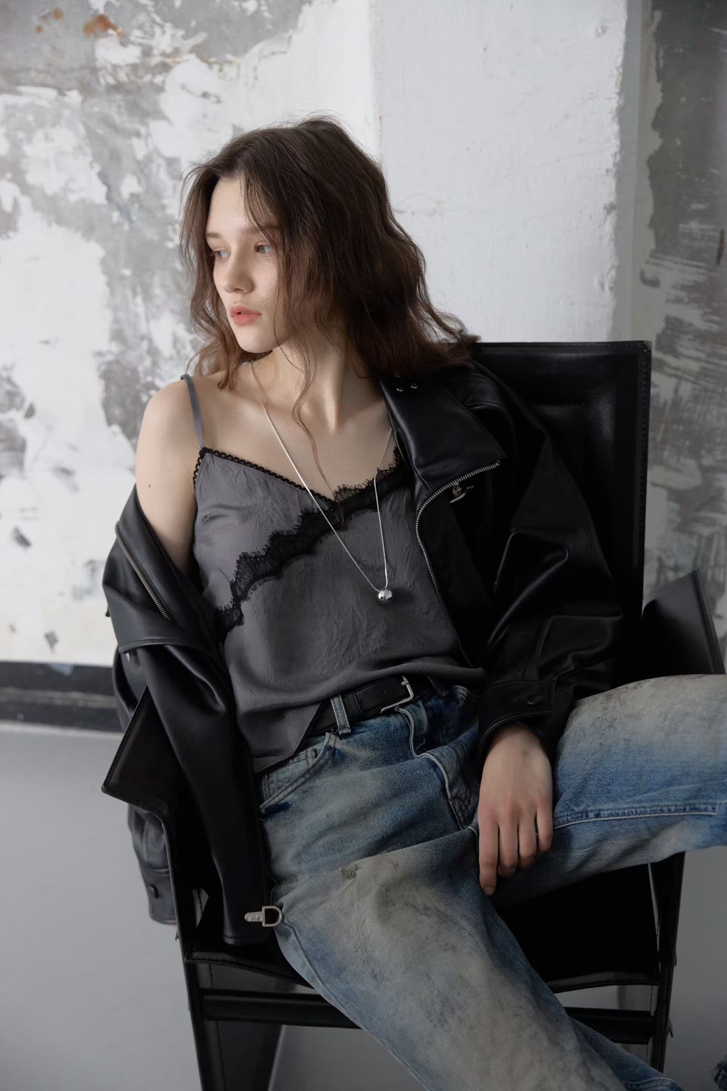 [FOUNDATION] Buckle Leather Collared Blouson Jacket 5