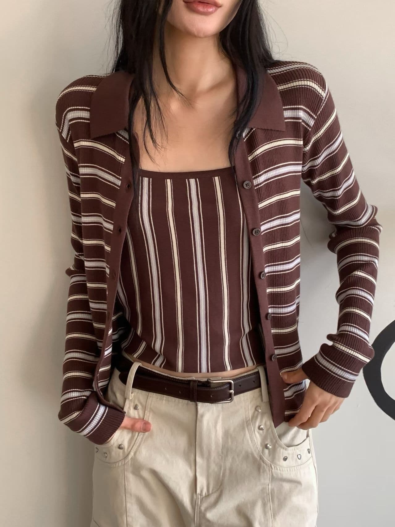 [FOUNDATION] Mellow Striped Collared Cardigan 5