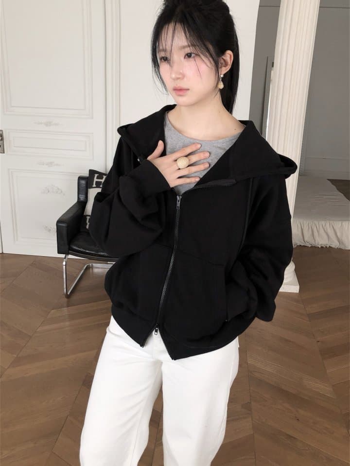 [LE BUTTER] Oversized Zip-up Hoodie 9
