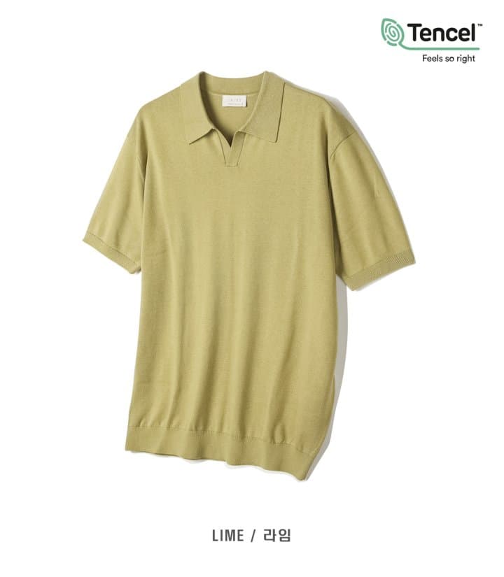 [LAINE] Tencel Slit Collared Short Sleeve Knit 6