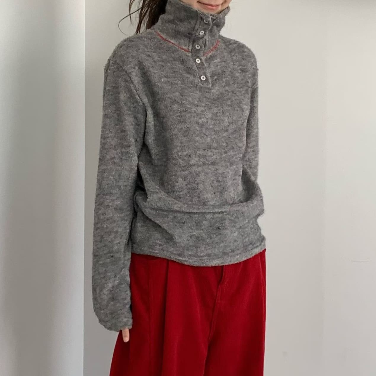 [VENTI] Buttoned Turtleneck T-Shirt 1