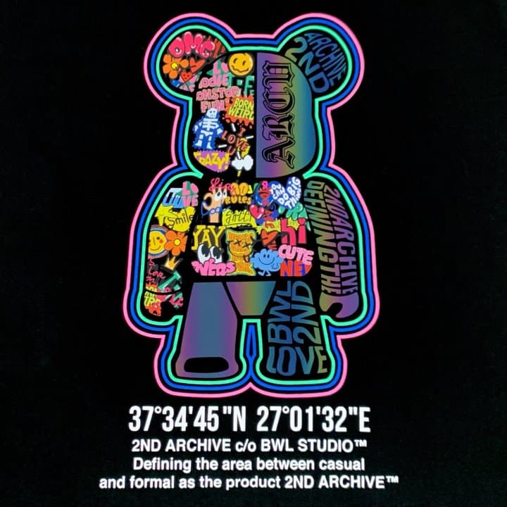 [2ND ARCHIVE] Sticker Reflective Bear Short Sleeve T-Shirt 6
