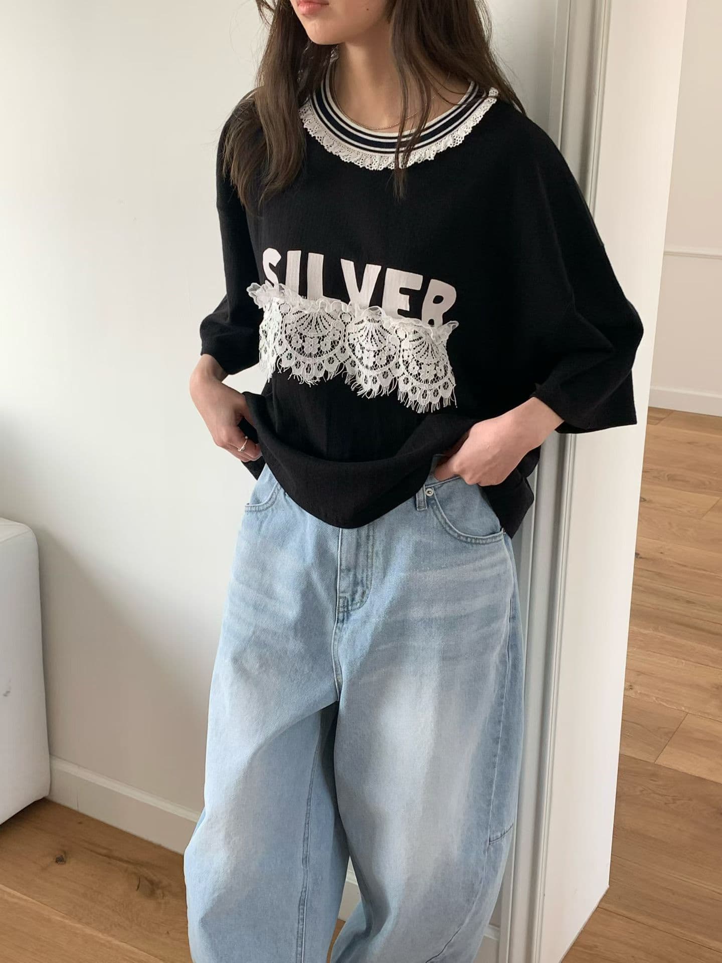 [VENTI] Silver Lace T-Shirt 5