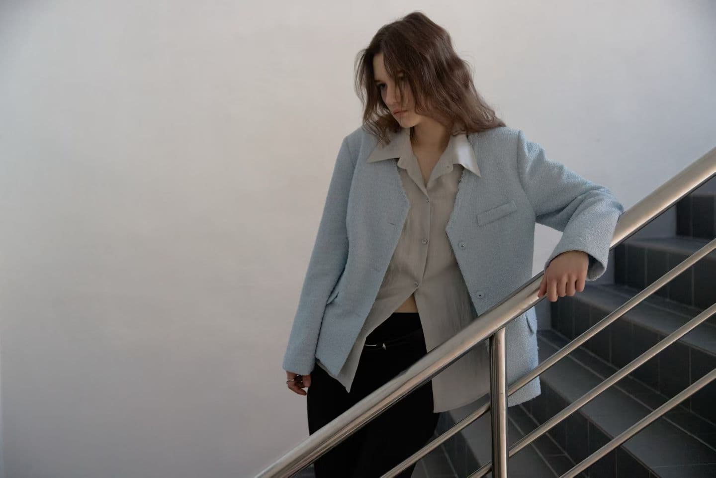 [FOUNDATION] Draw Shirt-Layered Tweed Jacket 7