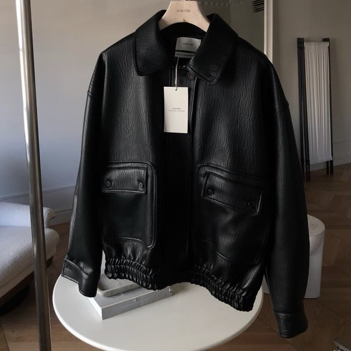 [LE BUTTER] Vintage Button Leather Jacket 1