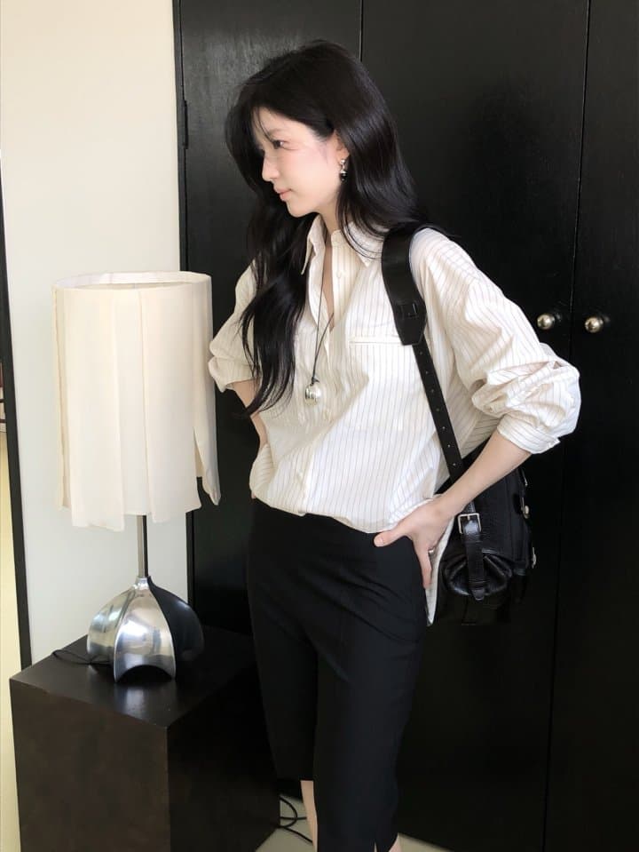 [LE BUTTER] Folder Striped Shirt 10
