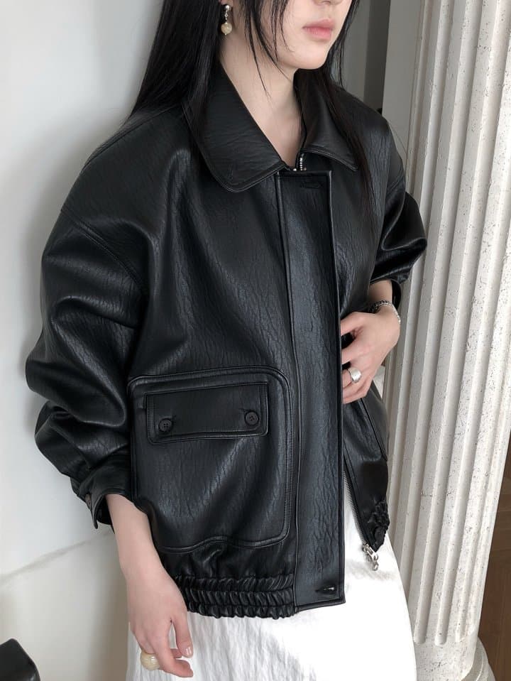 [LE BUTTER] Vintage Button Leather Jacket 10