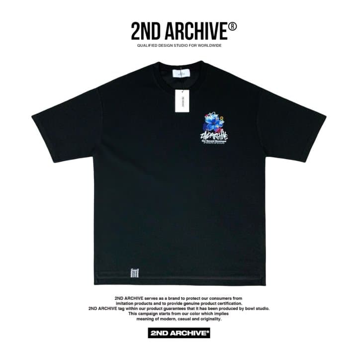 [2ND ARCHIVE] Blue Flower Painting Short Sleeve T-Shirt 7