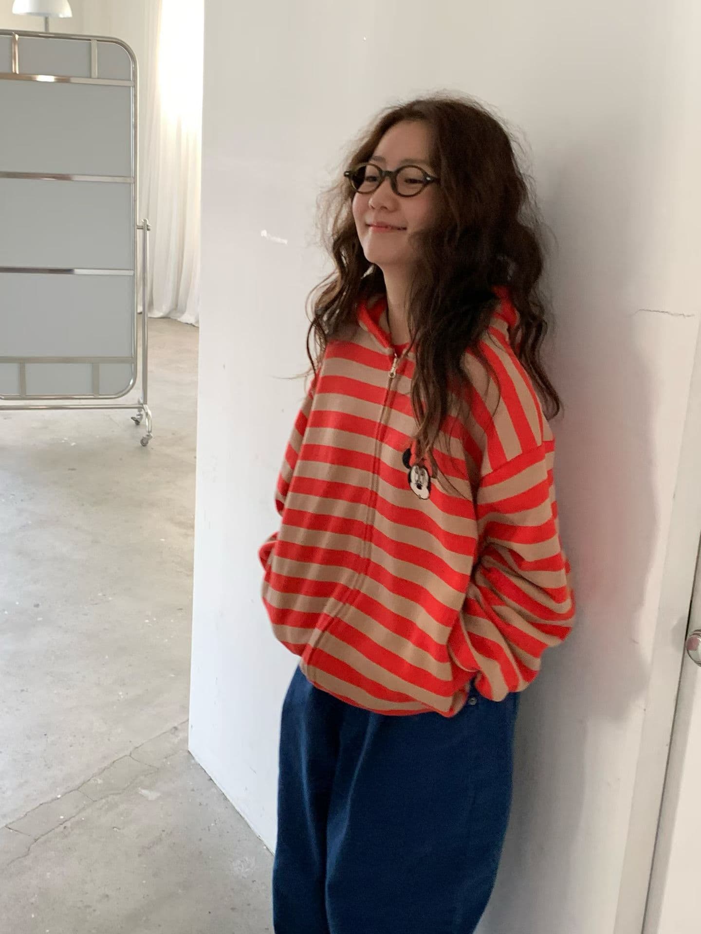 (Official Licensed Disney) [VENTI] Mini Striped Zip-up Hoodie 3