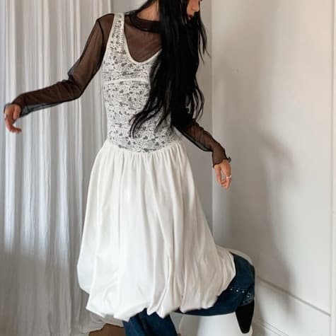 [FOUNDATION] Lace Velvet Balloon Dress 1