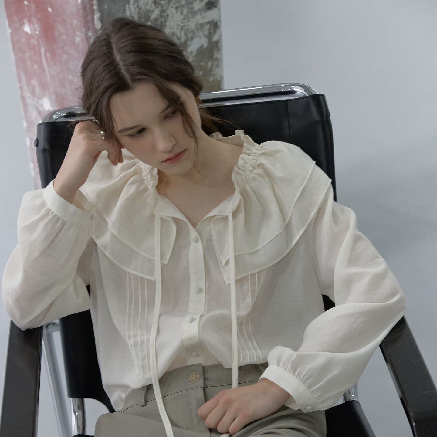 [FOUNDATION] From Ruffle Pintuck Blouse 1