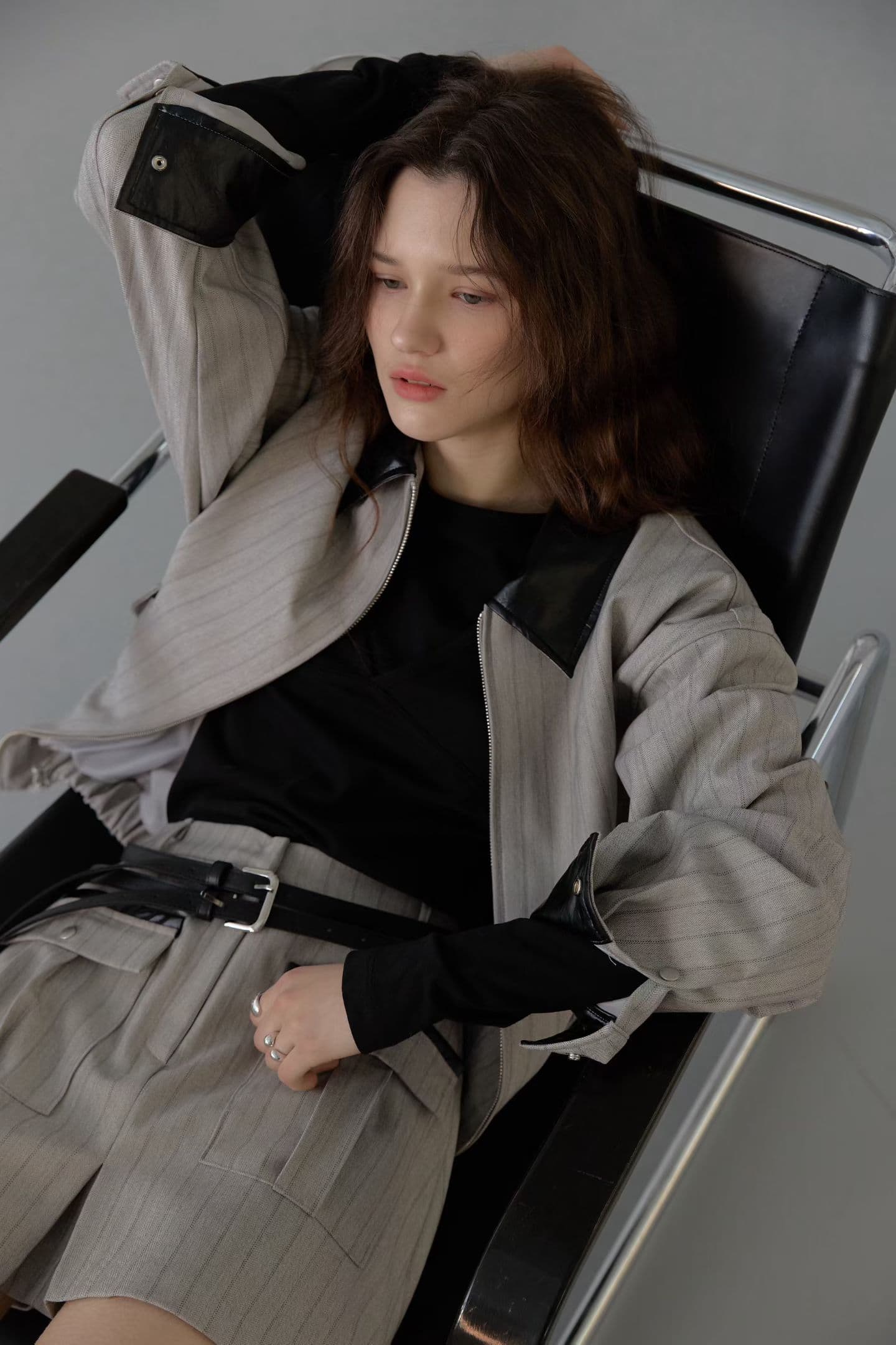 [FOUNDATION] Ver Leather Color-Block Jumper Skort Set 7