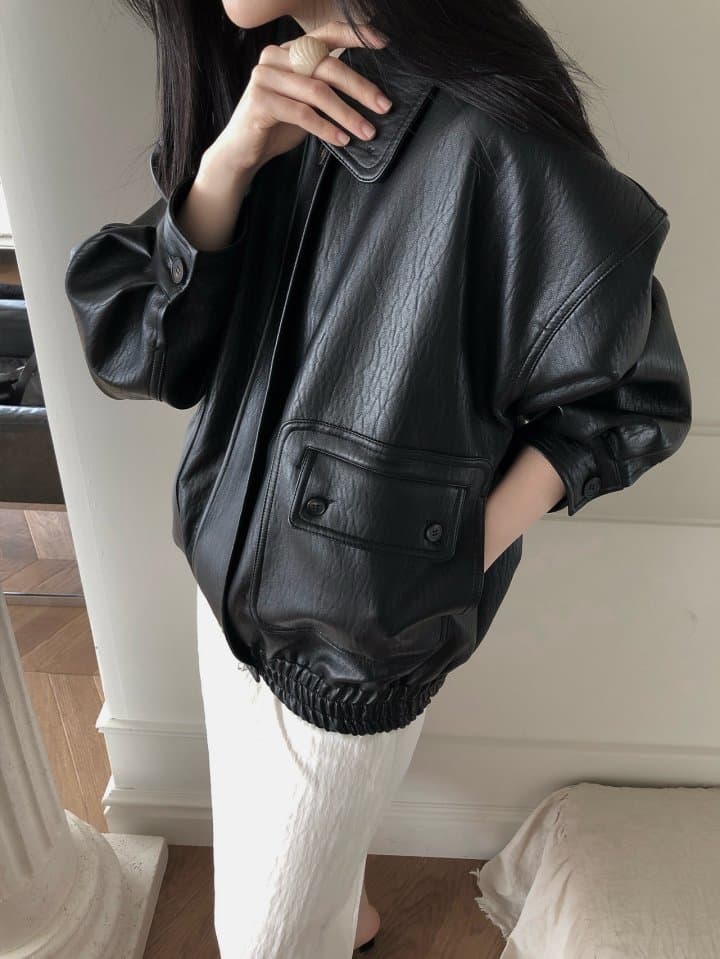 [LE BUTTER] Vintage Button Leather Jacket 7
