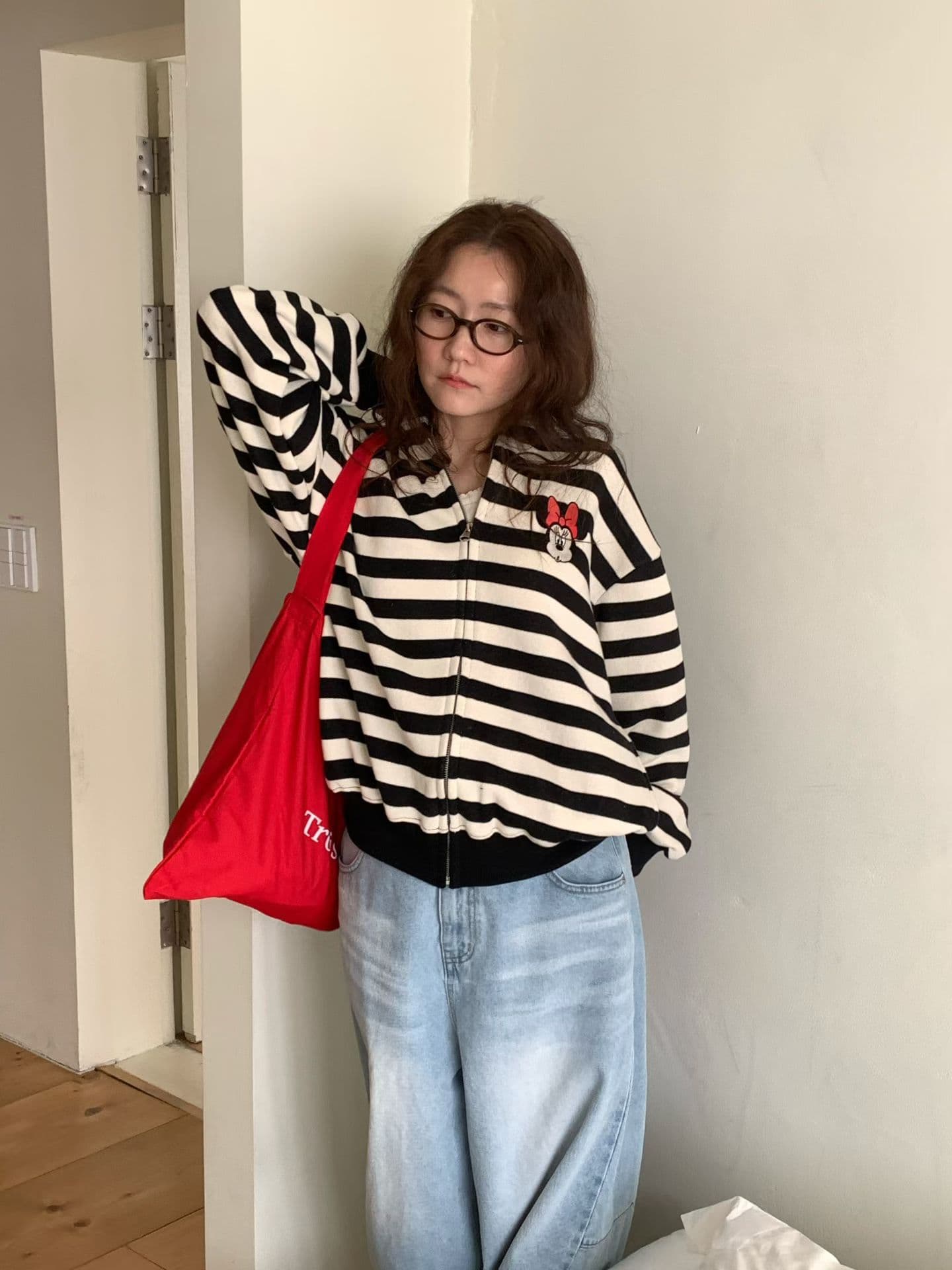 (Official Licensed Disney) [VENTI] Mini Striped Zip-up Hoodie 9
