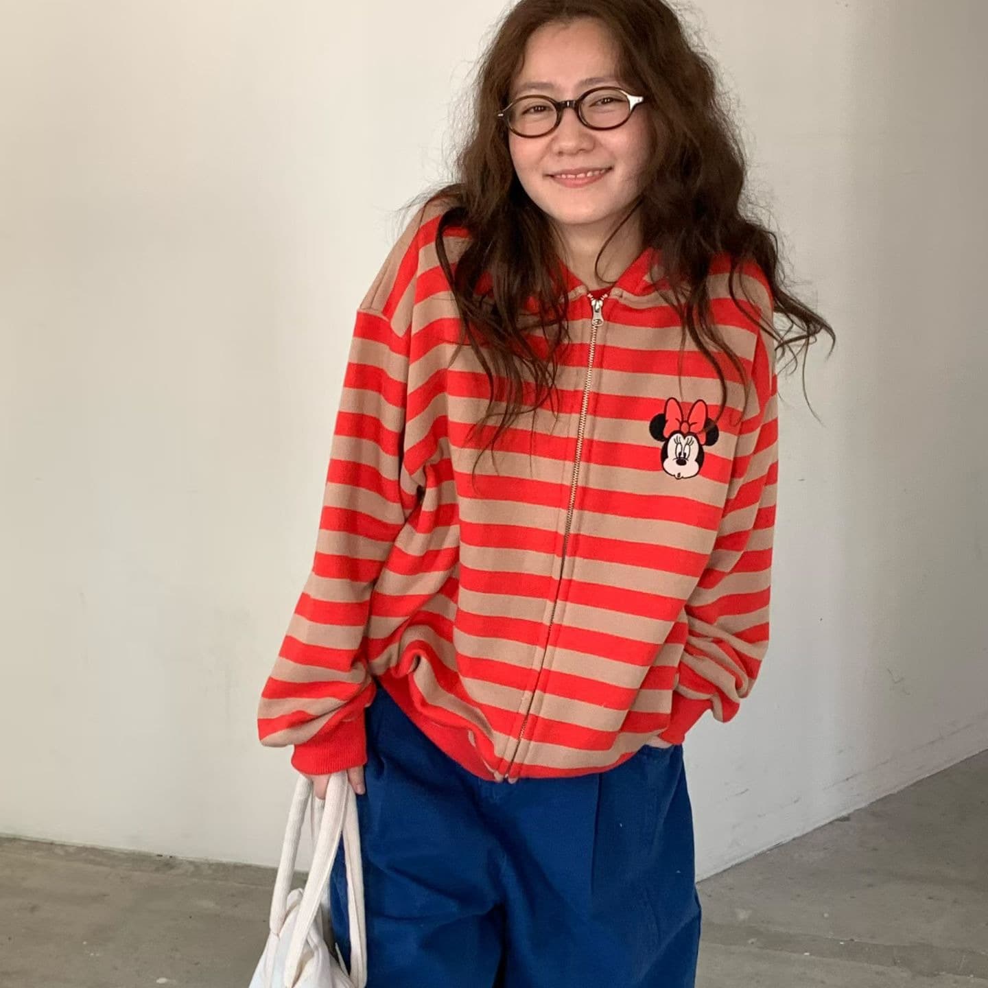 (Official Licensed Disney) [VENTI] Mini Striped Zip-up Hoodie 1
