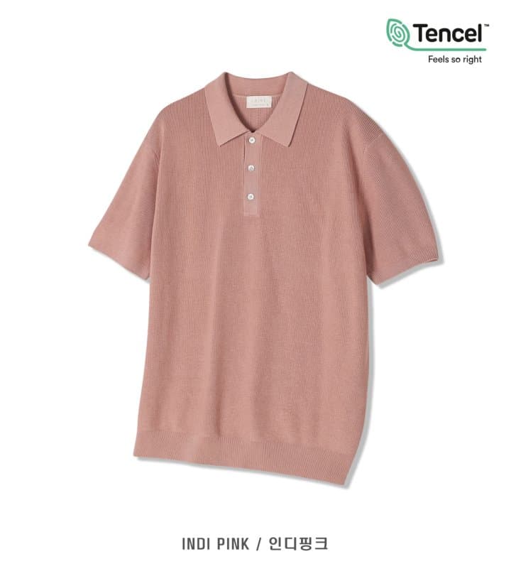 [LAINE] Tencel Hacci Collared Short Sleeve Knit 3