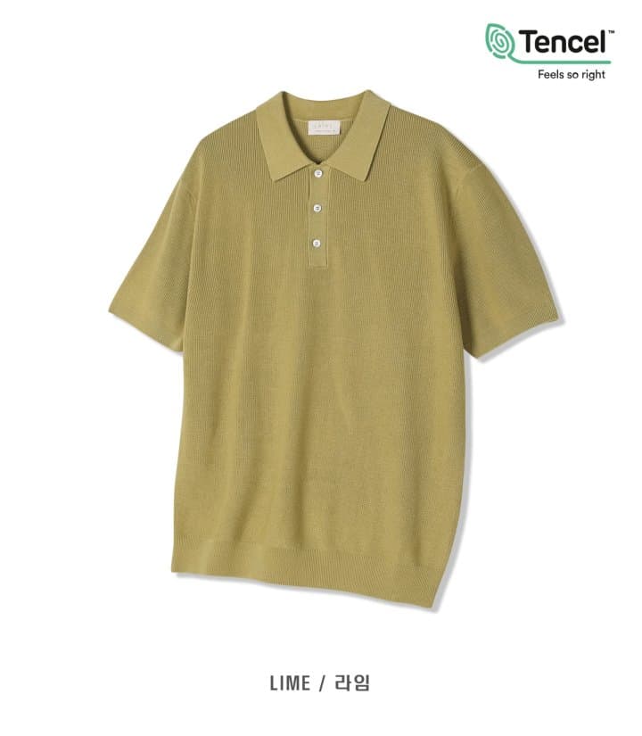 [LAINE] Tencel Hacci Collared Short Sleeve Knit 2