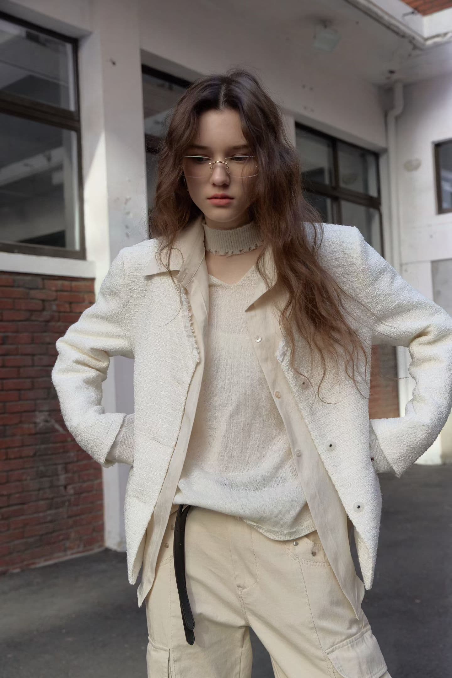 [FOUNDATION] Draw Shirt-Layered Tweed Jacket 9