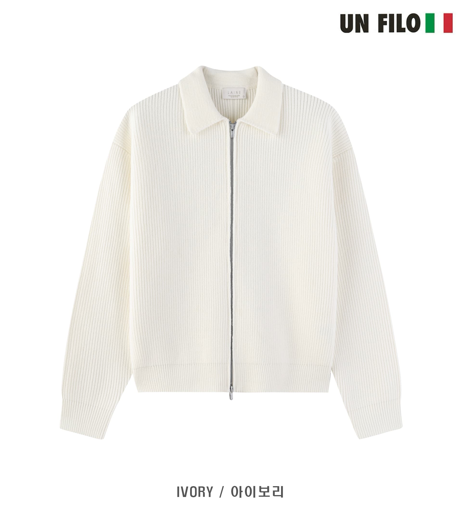[LAINE] Impressive Collared Zip-up Knit 5