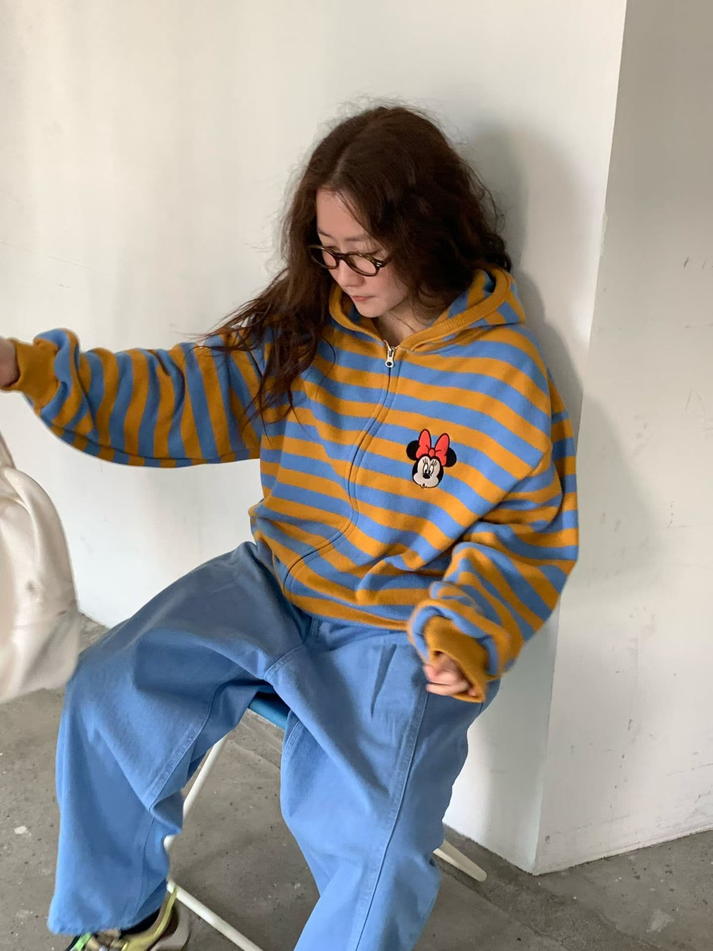 (Official Licensed Disney) [VENTI] Mini Striped Zip-up Hoodie 4