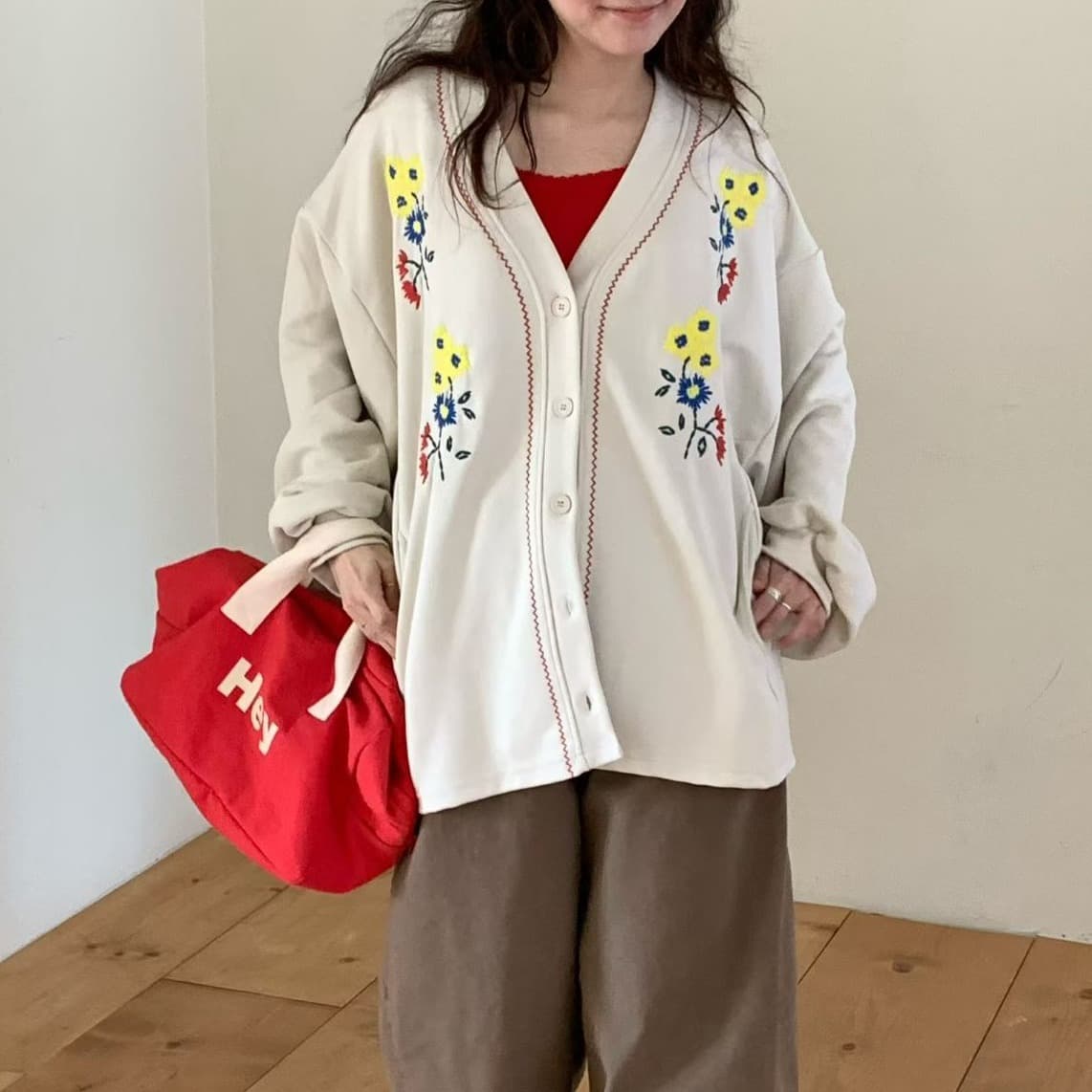 [VENTI] Floral Embroidered Cardigan 1