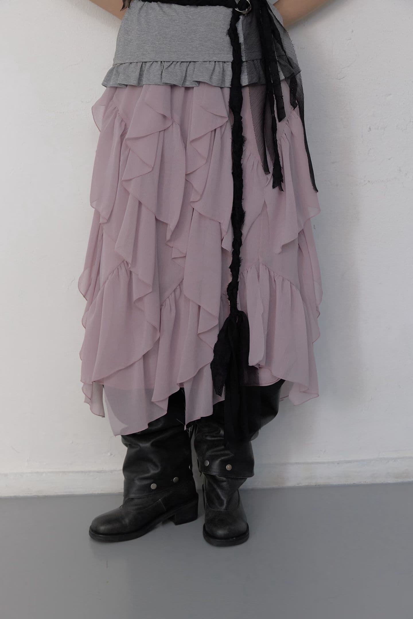 [FOUNDATION] Mongju Tiered Frill Banded Skirt 5