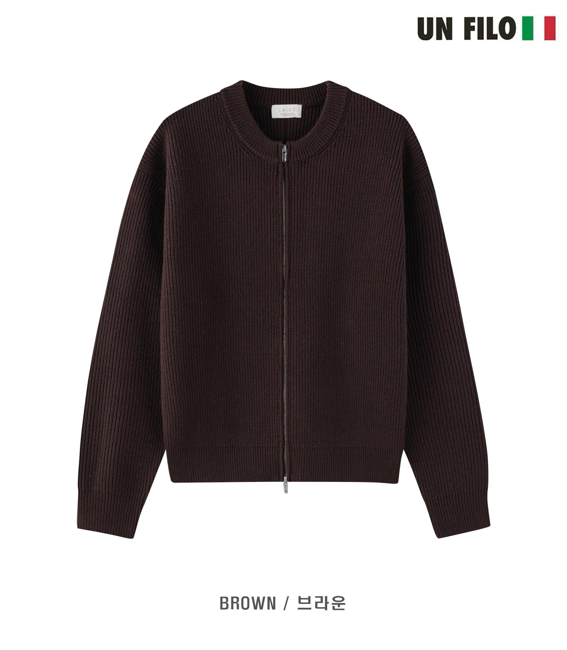 [LAINE] Impressive Round Neck Zip-up Knit 9