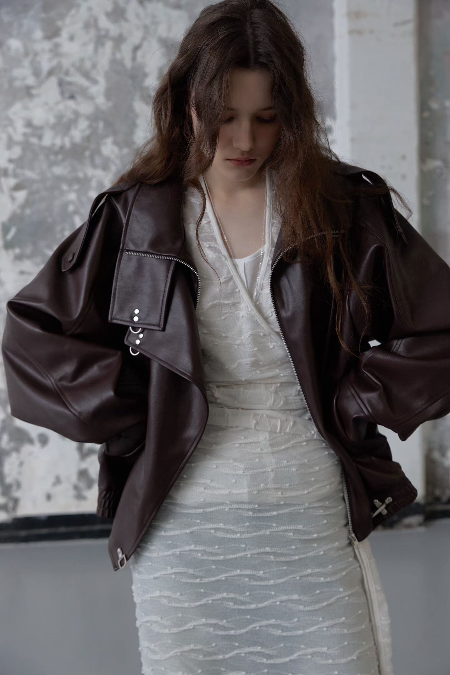 [FOUNDATION] Buckle Leather Collared Blouson Jacket 7