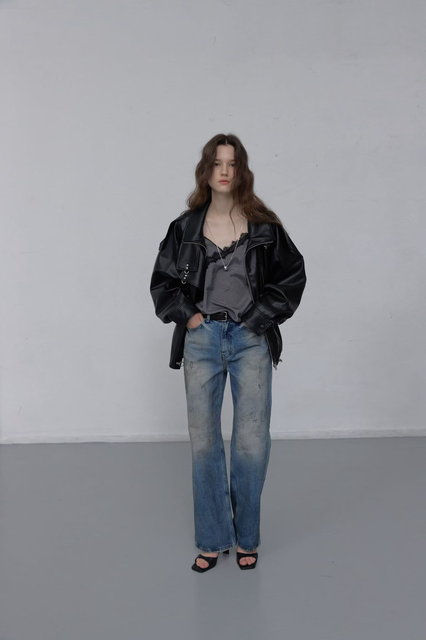 [FOUNDATION] Buckle Leather Collared Blouson Jacket 3